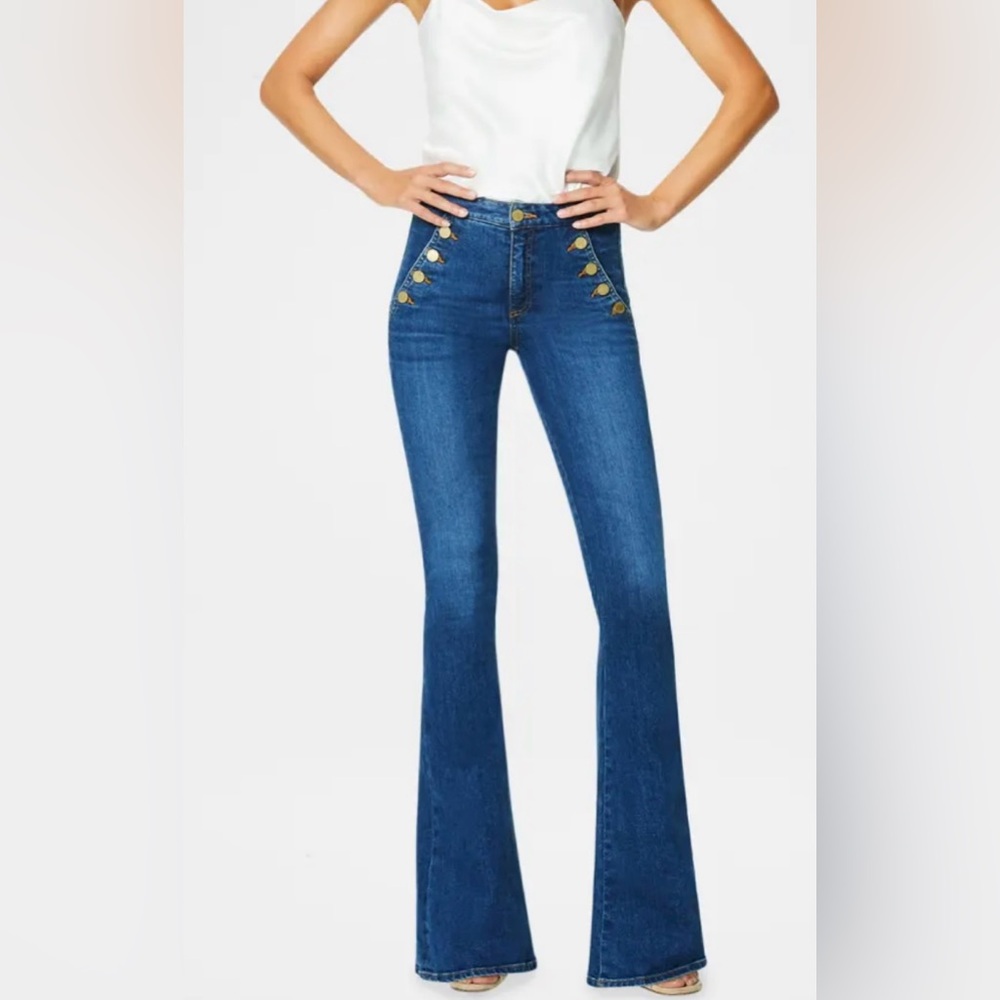 RAMY BROOK HELENA MID-RISE FLARE SAILOR JEANS IN MEDIUM WASH SIZE 25